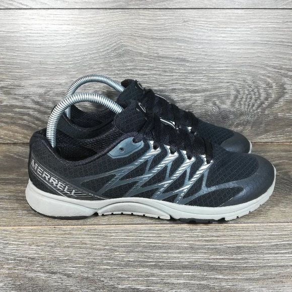 Merrell Shoes - Merrell Bare Access Ultra Black Silver Running Shoes (J559582) Women's 8.5